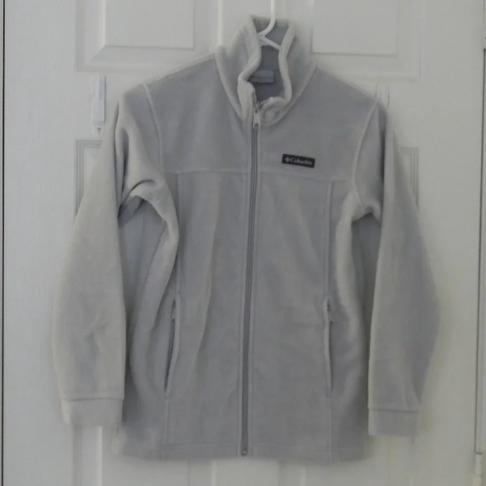 Columbia girls fleece jacket Zip Sweater Gray 10/12 EUC - Picture 1 of 4